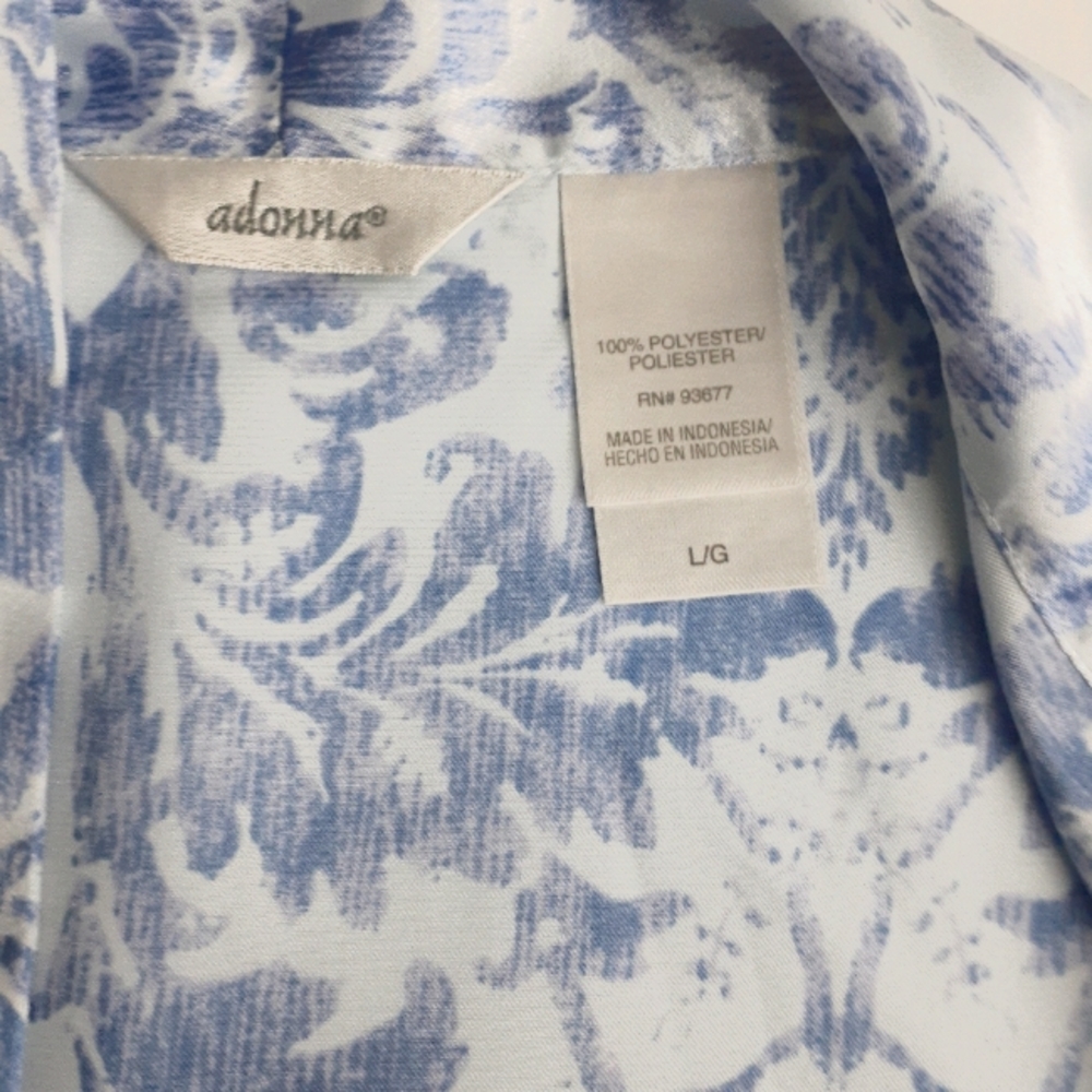 Adonna Women's Gray Floral Print Robe Sz L - Picture 5 of 7